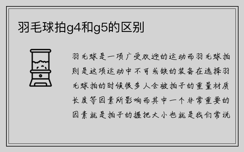 羽毛球拍g4和g5的区别