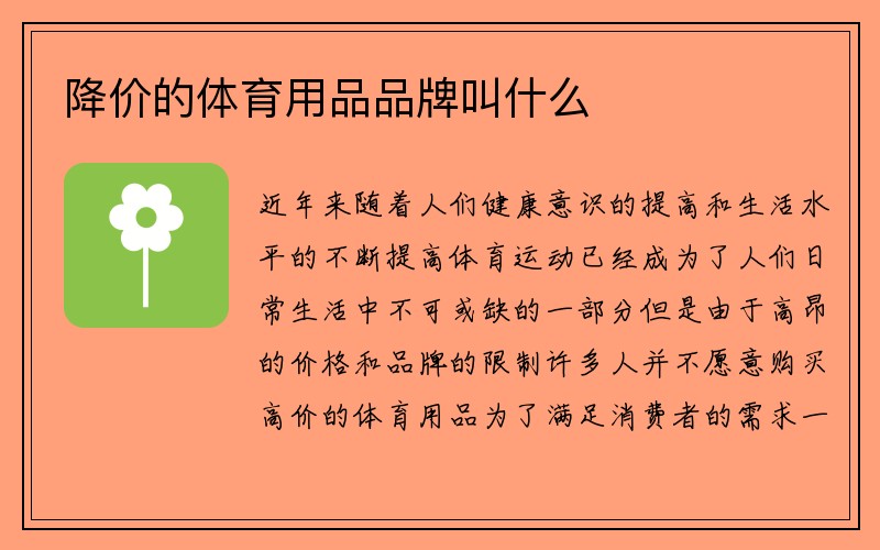 降价的体育用品品牌叫什么