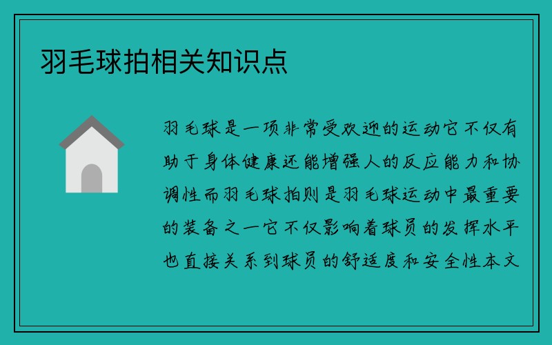 羽毛球拍相关知识点