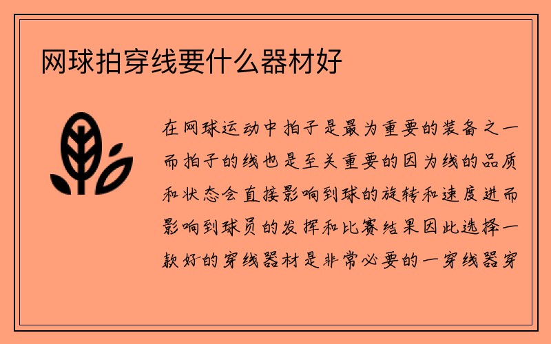 网球拍穿线要什么器材好